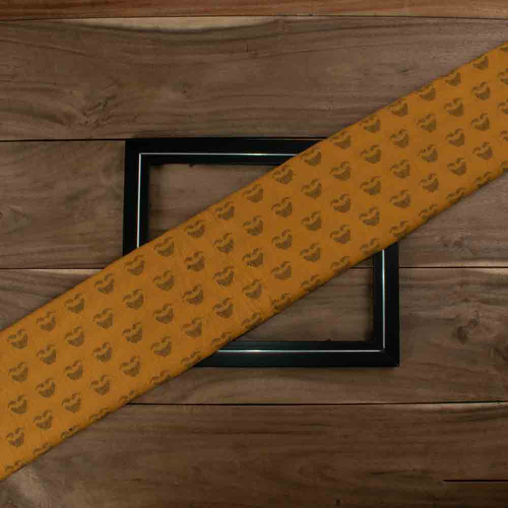 Abstract Mustard Jamdani Pure Cotton 130 GSM Handwoven Fabric