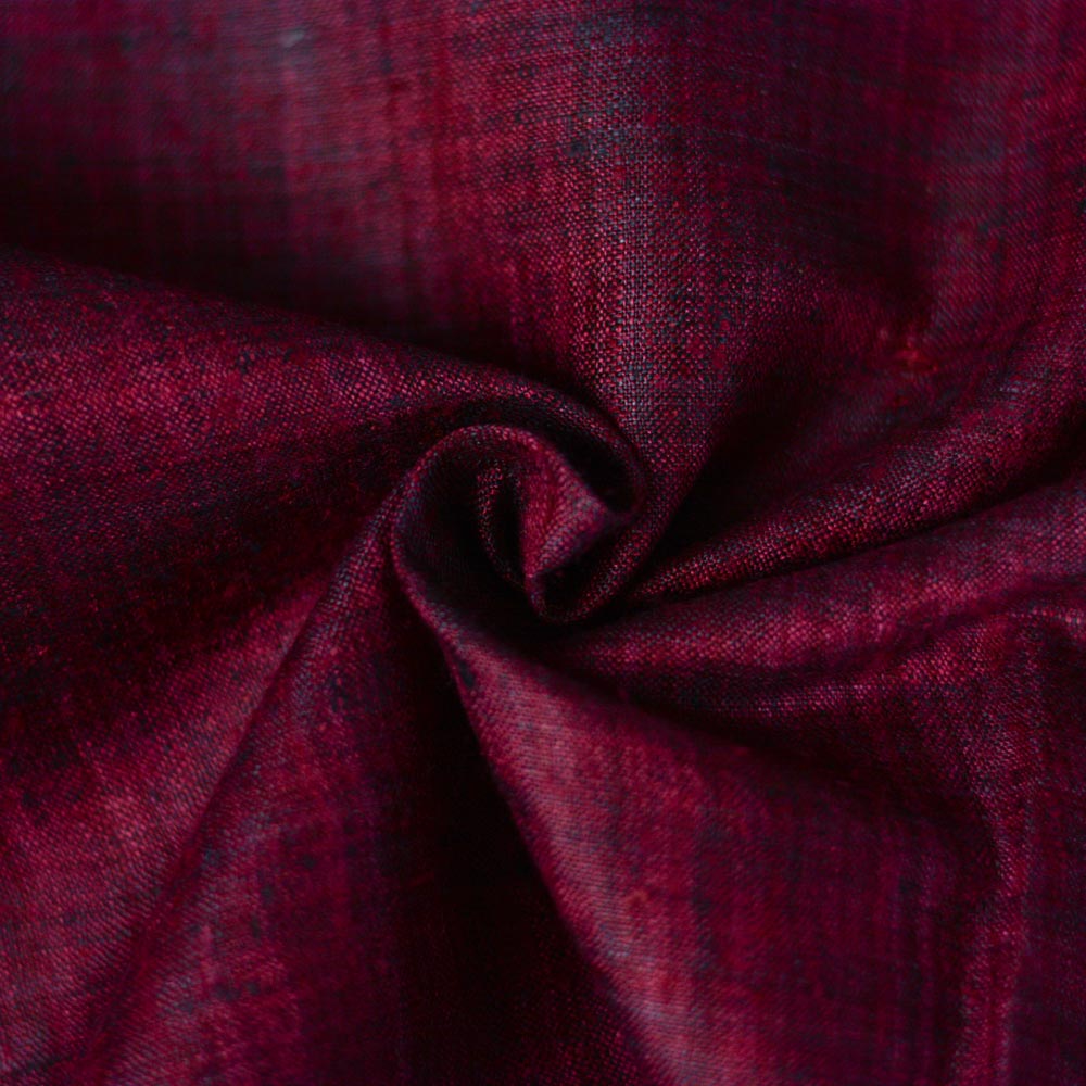 Plain Dark Red Pure Matka 110 GSM Handwoven Fabric