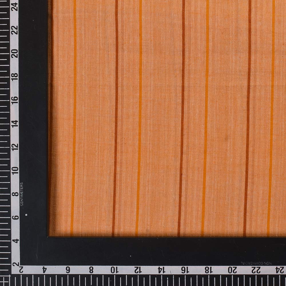 STRIPE LIGHT ORANGE PURE COTTON 61 GSM HANDWOVEN FABRIC