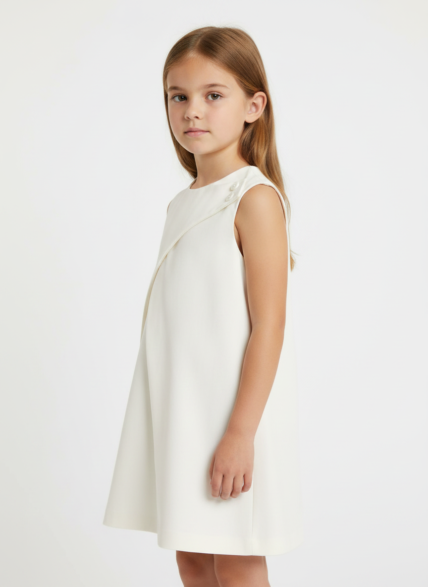 Pleated Asymmetric Kids Dress
