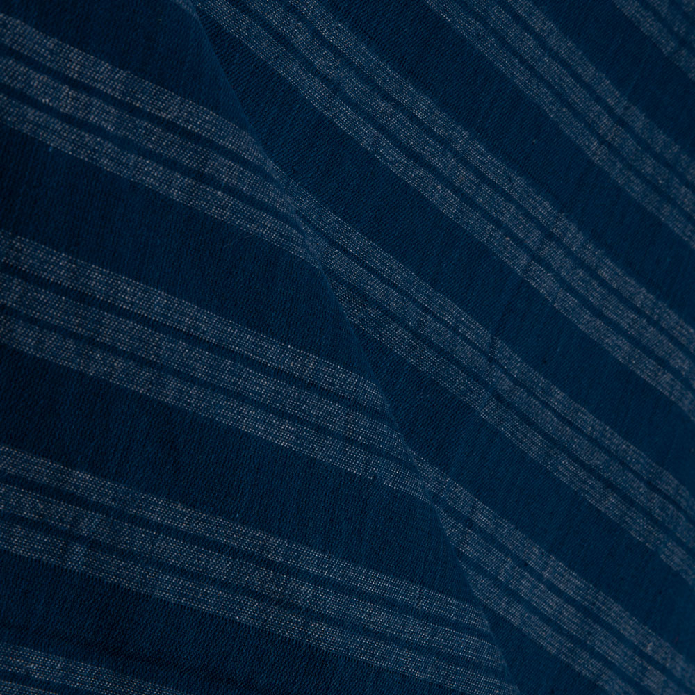 STRIPE DENIM TWILL NAVY PURE COTTON 110 GSM HANDWOVEN FABRIC
