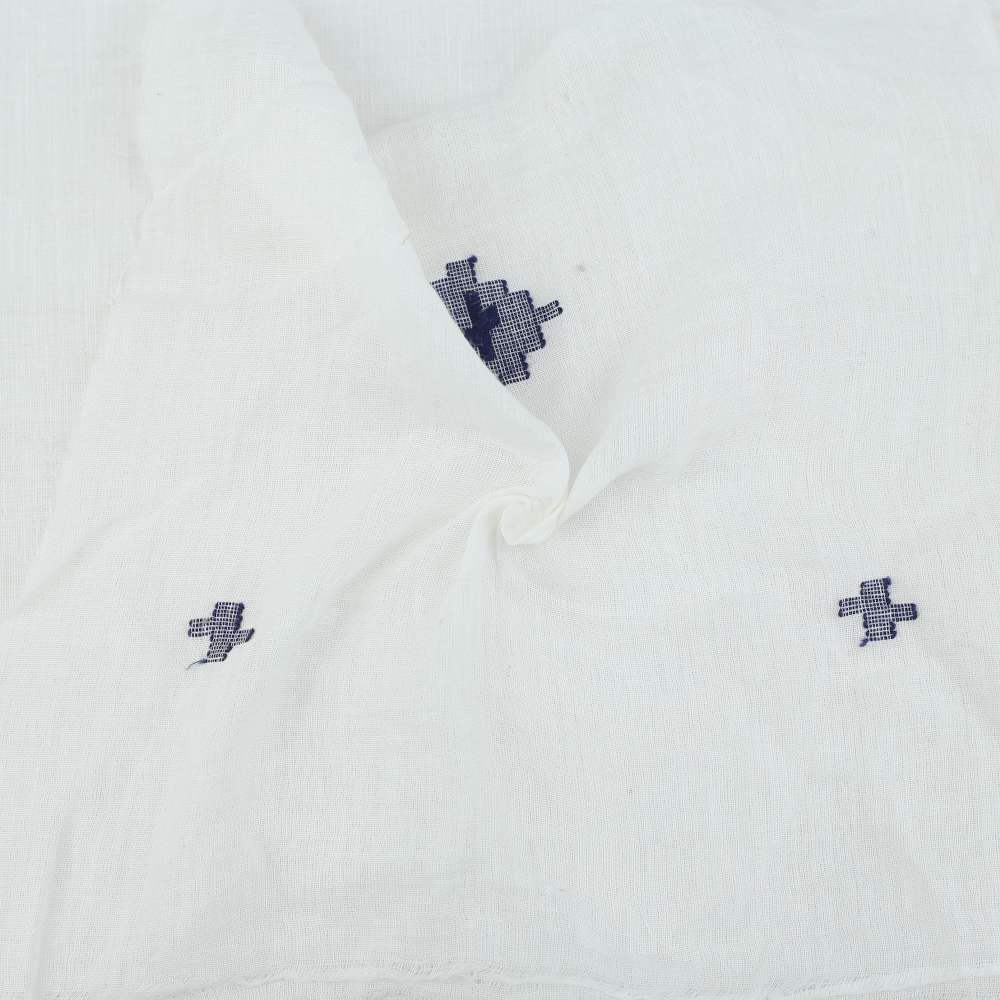 Geometric White Jamdani Pure Cotton 55 GSM Fabric 39