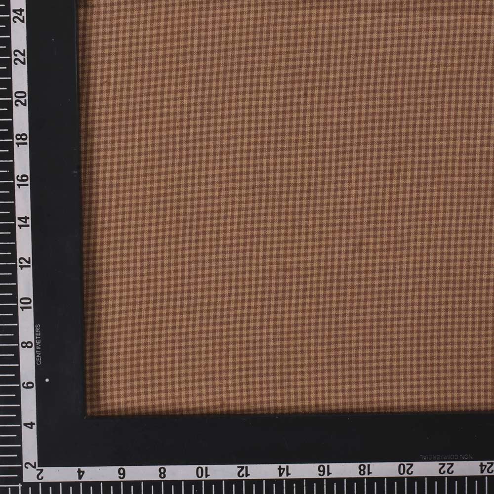 CHECK BROWN PURE COTTON 100 GSM HANDWOVEN FABRIC 340