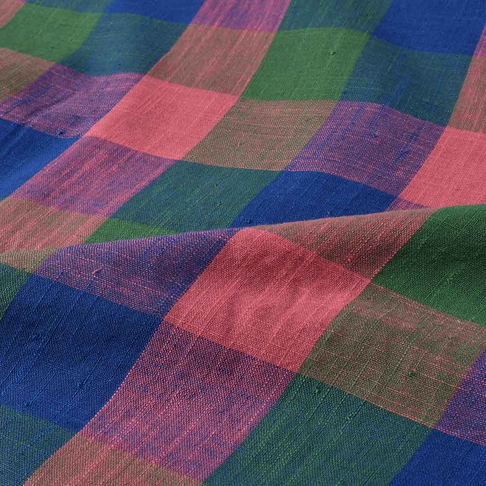 CHECK MULTICOLOR SLUB PURE COTTON 90 GSM HANDWOVEN FABRIC