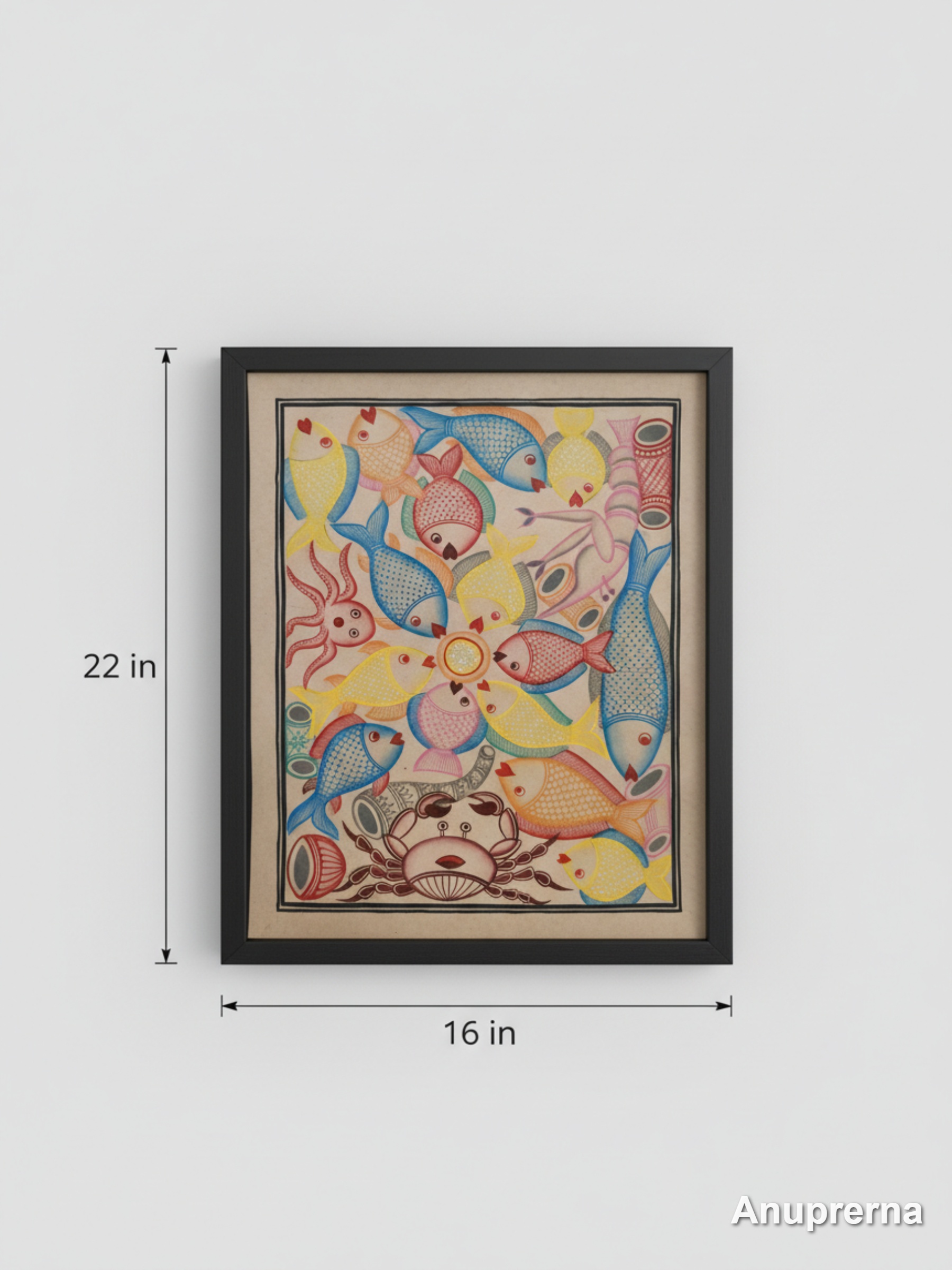 Fishes Dancing Together Pattachitra Wall Art Decor