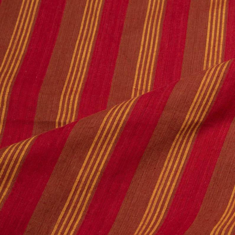 STRIPE RED & BROWN PURE COTTON 75 GSM HANDWOVEN FABRIC