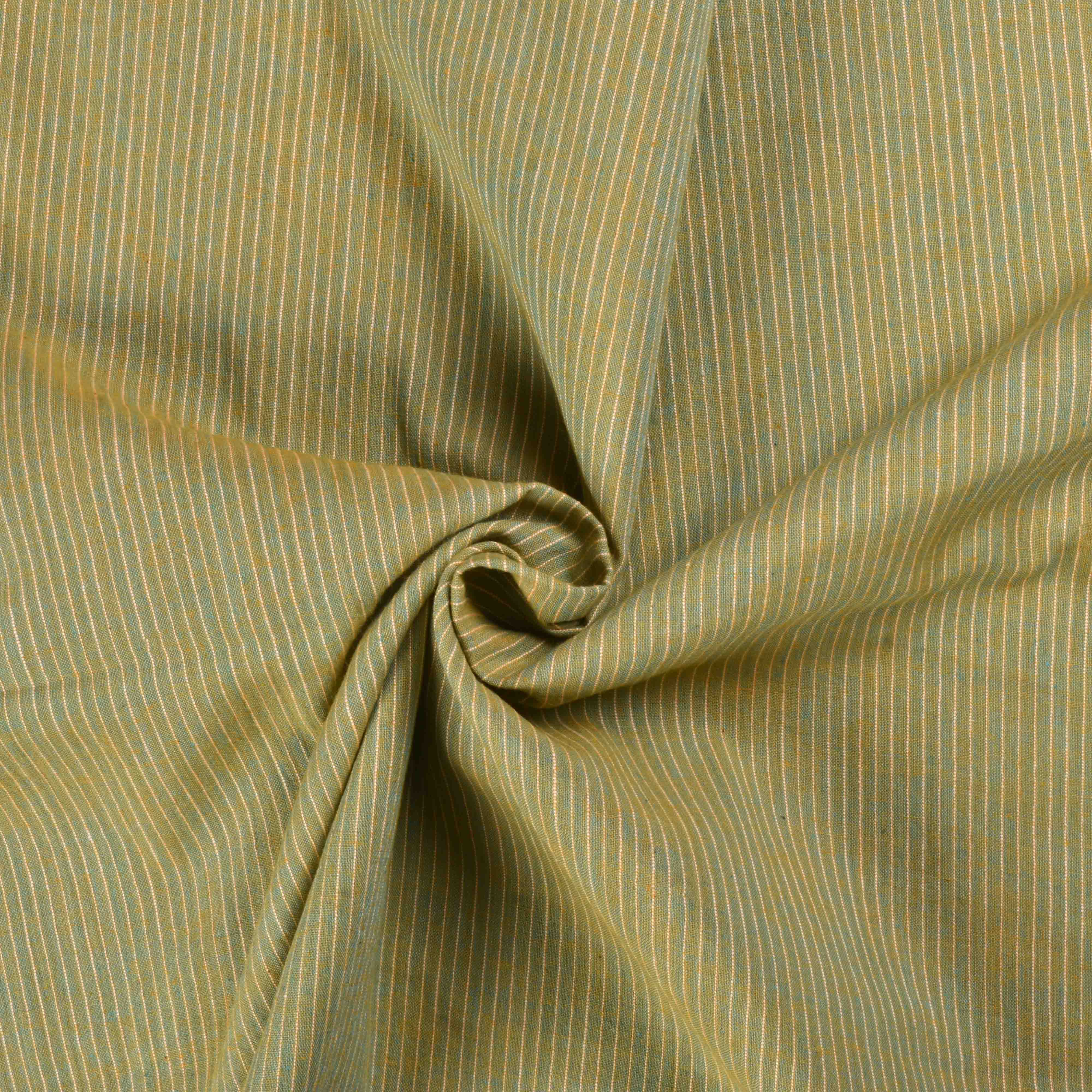 Stripe Green Pure Cotton 65 GSM Handwoven Fabric J5