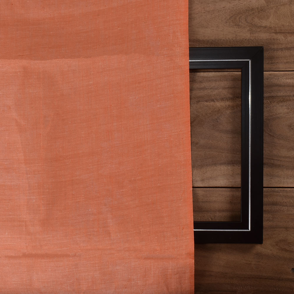 CHAMBRAY ORANGE KHADI COTTON 92 GSM HANDWOVEN FABRIC