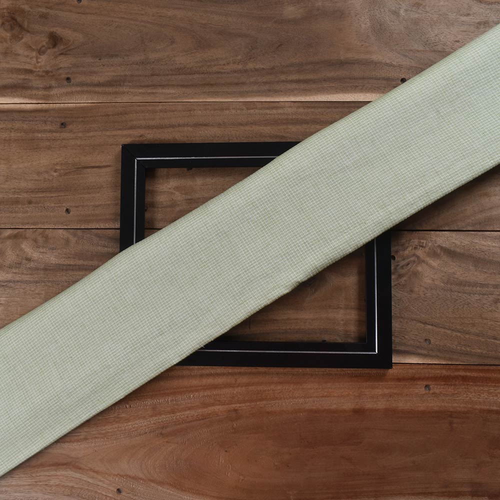 Check Light Green Pure Cotton 93 GSM Handwoven Fabric D16