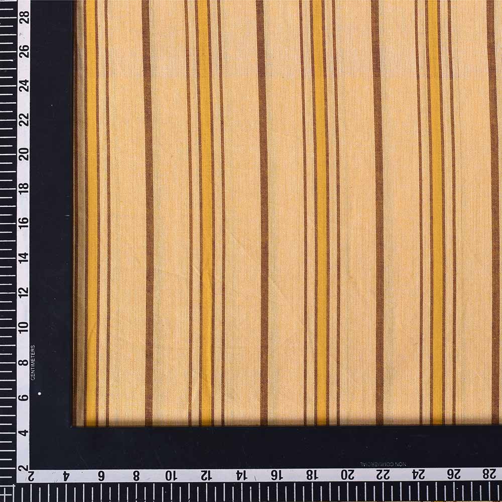 STRIPE YELLOW BROWN PURE COTTON 100 GSM HANDWOVEN FABRIC