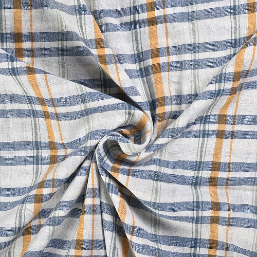 Check Blue & White Pure Cotton 92 GSM Handwoven Fabric