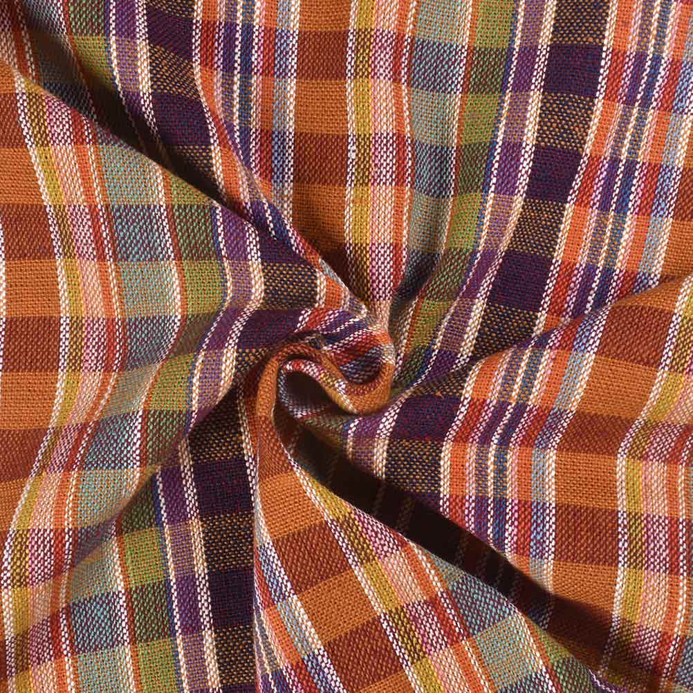 Check Multicolor Pure Khadi 260 GSM Handwoven Fabric 422