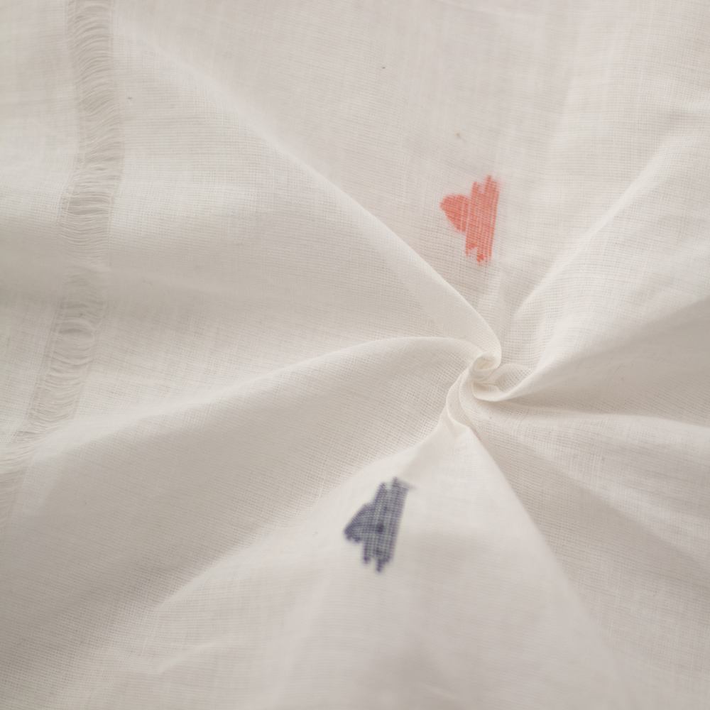 Geometric White Jamdani Pure Cotton 55 GSM Fabric