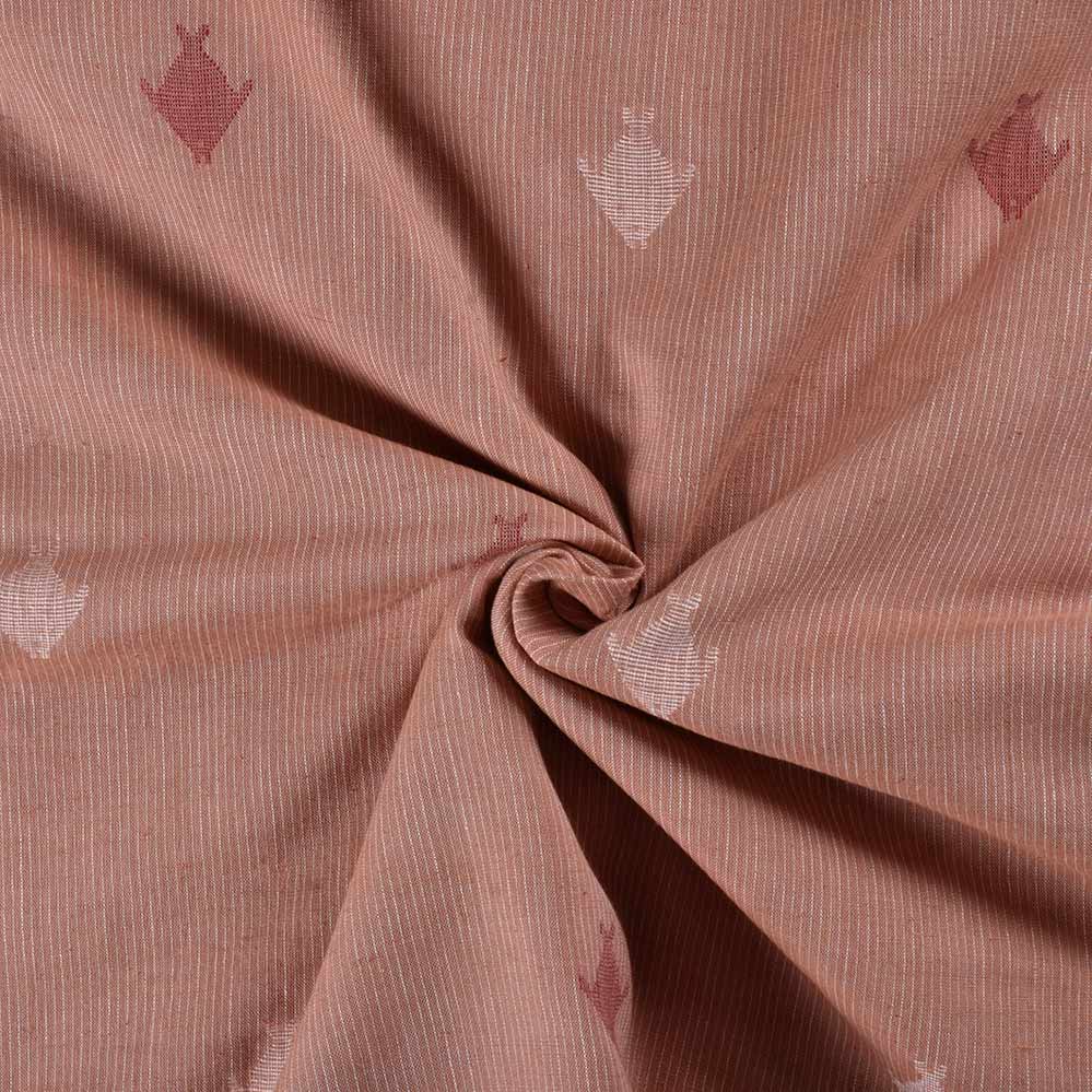 Geometric Beige Jamdani Khadi Cotton 65 GSM Handwoven Fabric