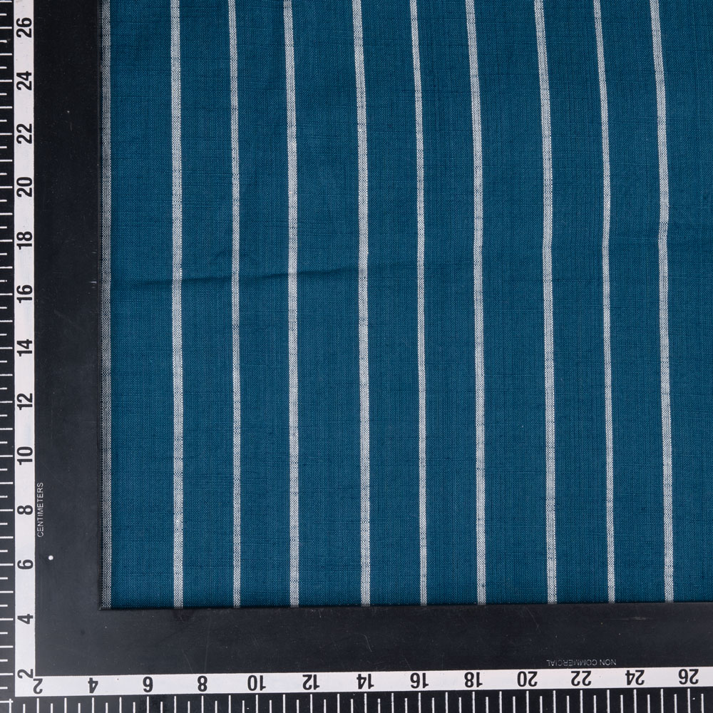STRIPE BLUE PURE COTTON 109 GSM HANDWOVEN FABRIC