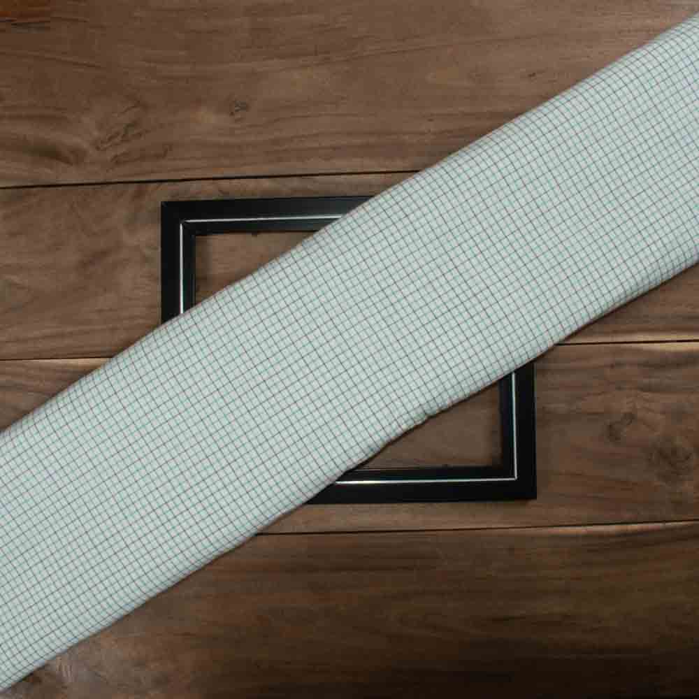 CHECK BLUE & WHITE PURE COTTON 97 GSM HANDWOVEN FABRIC