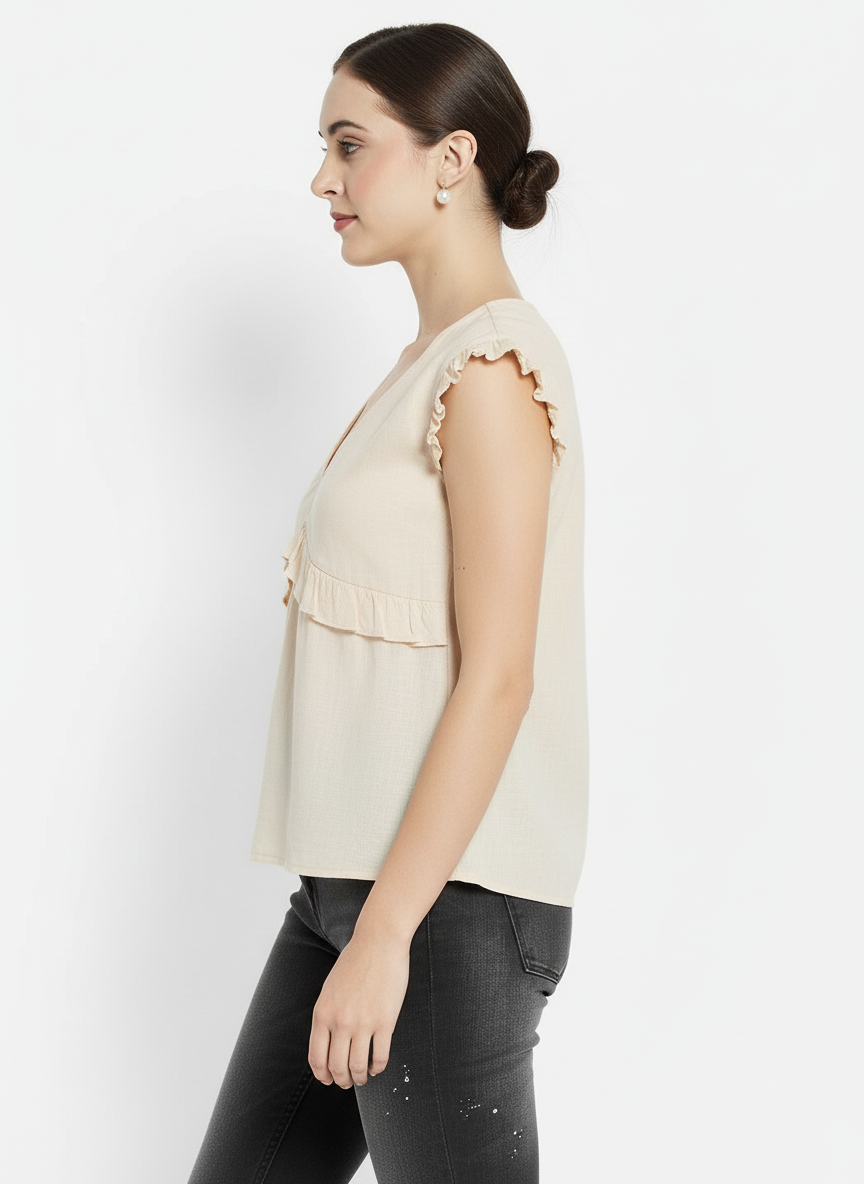 Frilled Sleeveless Women's Top