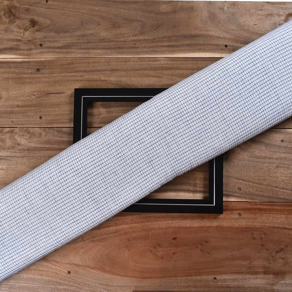 Check Blue & White Fabric - 130 GSM Handspun & Handwoven