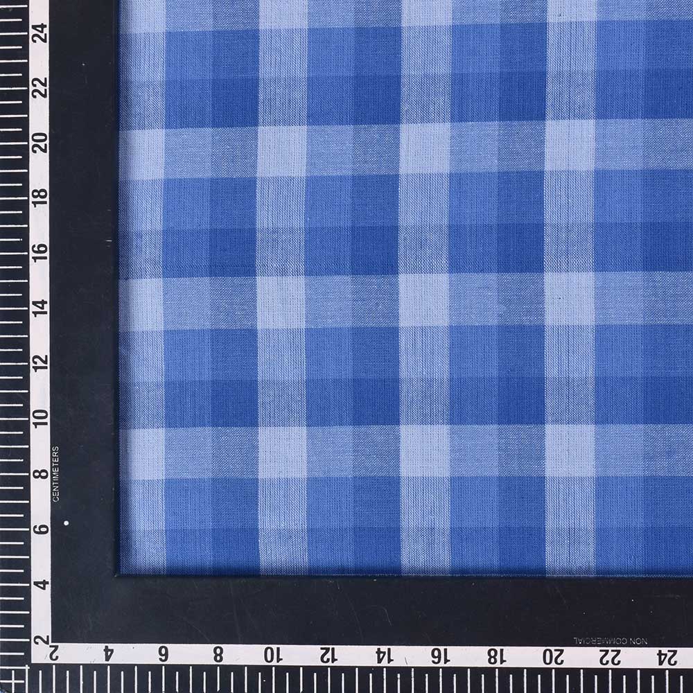 CHECK BLUE PURE COTTON 92 GSM HANDWOVEN FABRIC 426
