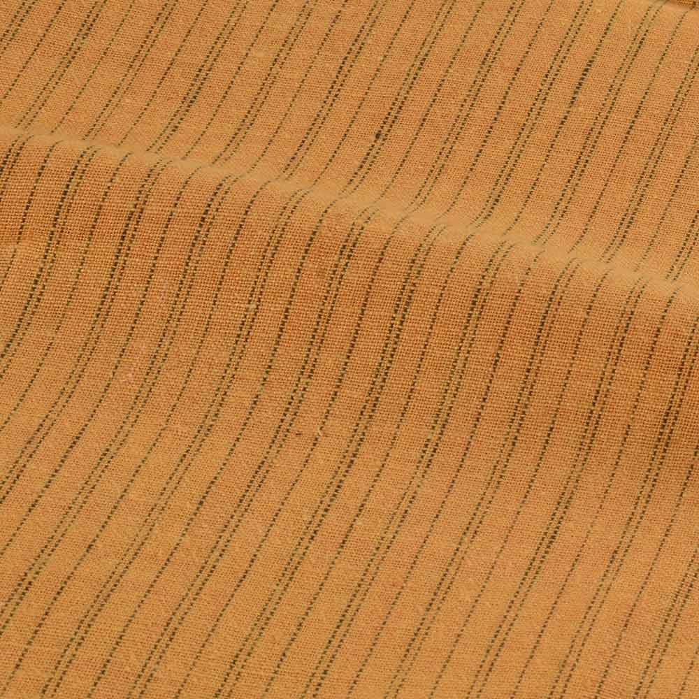 PINSTRIPE MUSTARD YELLOW KHADI COTTON 103 GSM HANDWOVEN FABRIC