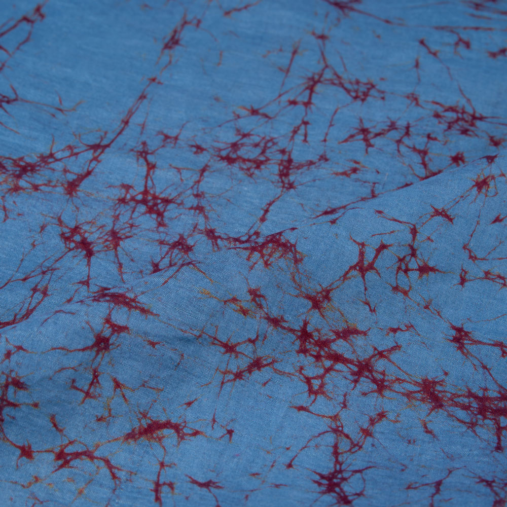 ABSTRACT BLUE BATIK COTTON MULBERRY SILK BLEND 40 GSM FABRIC