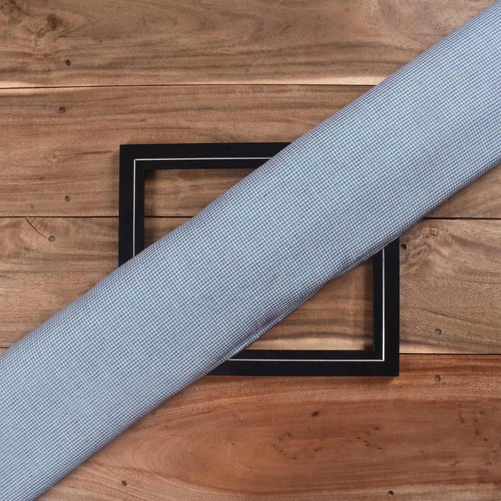 Check Blue & White Pure Cotton 90 GSM Handwoven Fabric D22