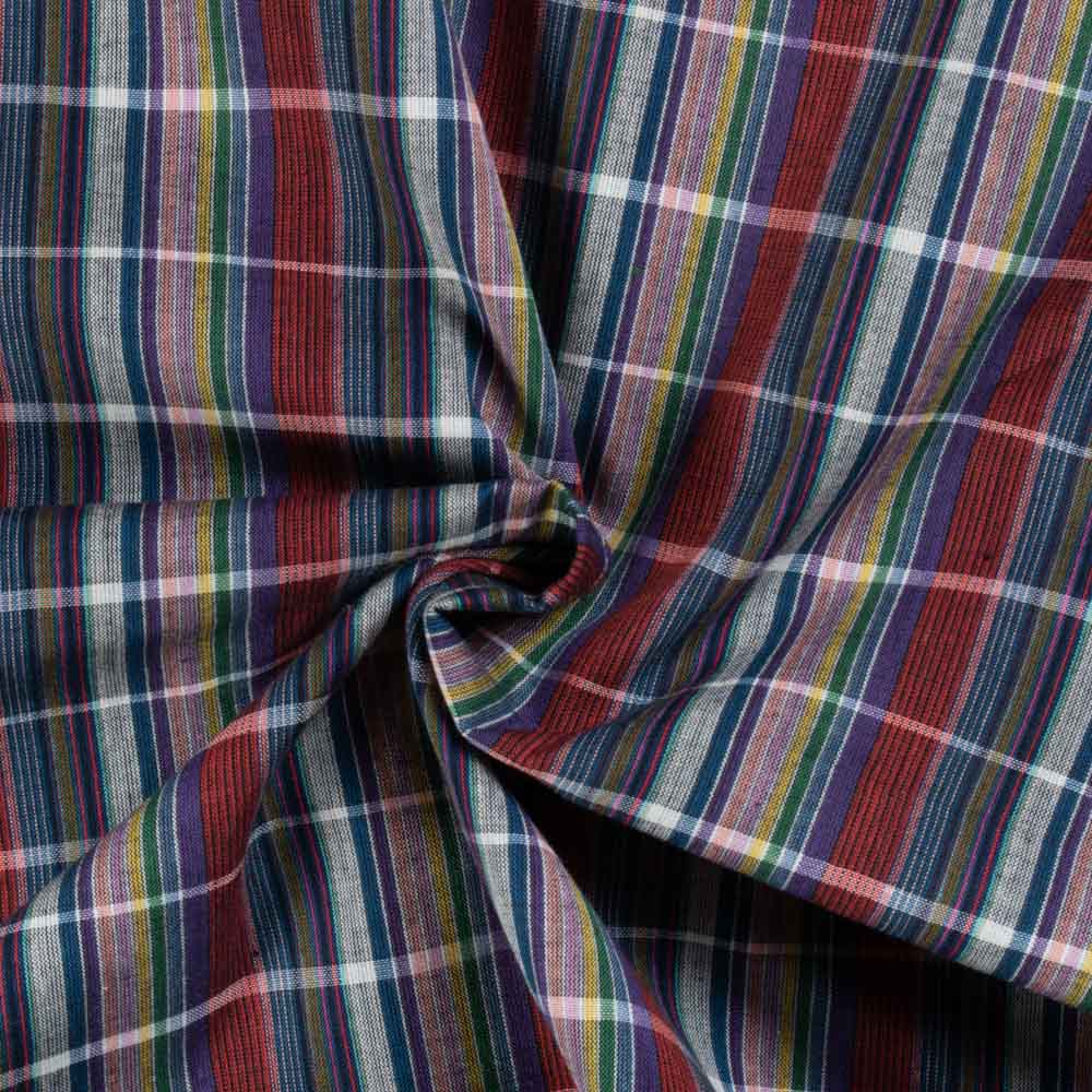 Multicolor Check Pure Cotton 80 GSM Handwoven Fabric 770