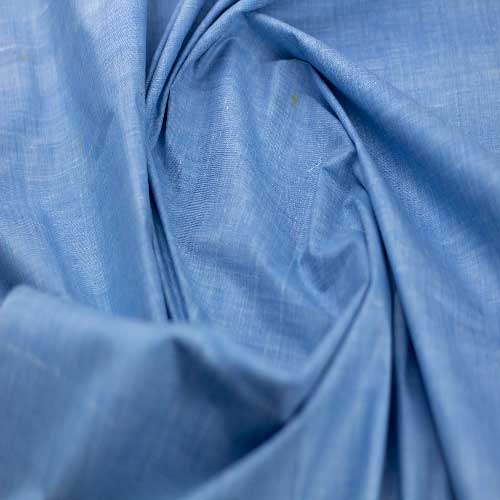 Chambray Blue Khadi Cotton 92 GSM Handwoven Fabric As20