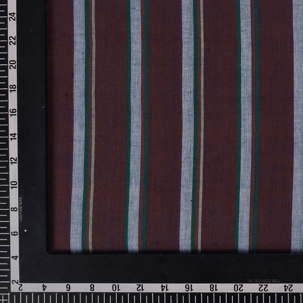 STRIPE BROWN PURE COTTON 75 GSM HANDWOVEN FABRIC 226