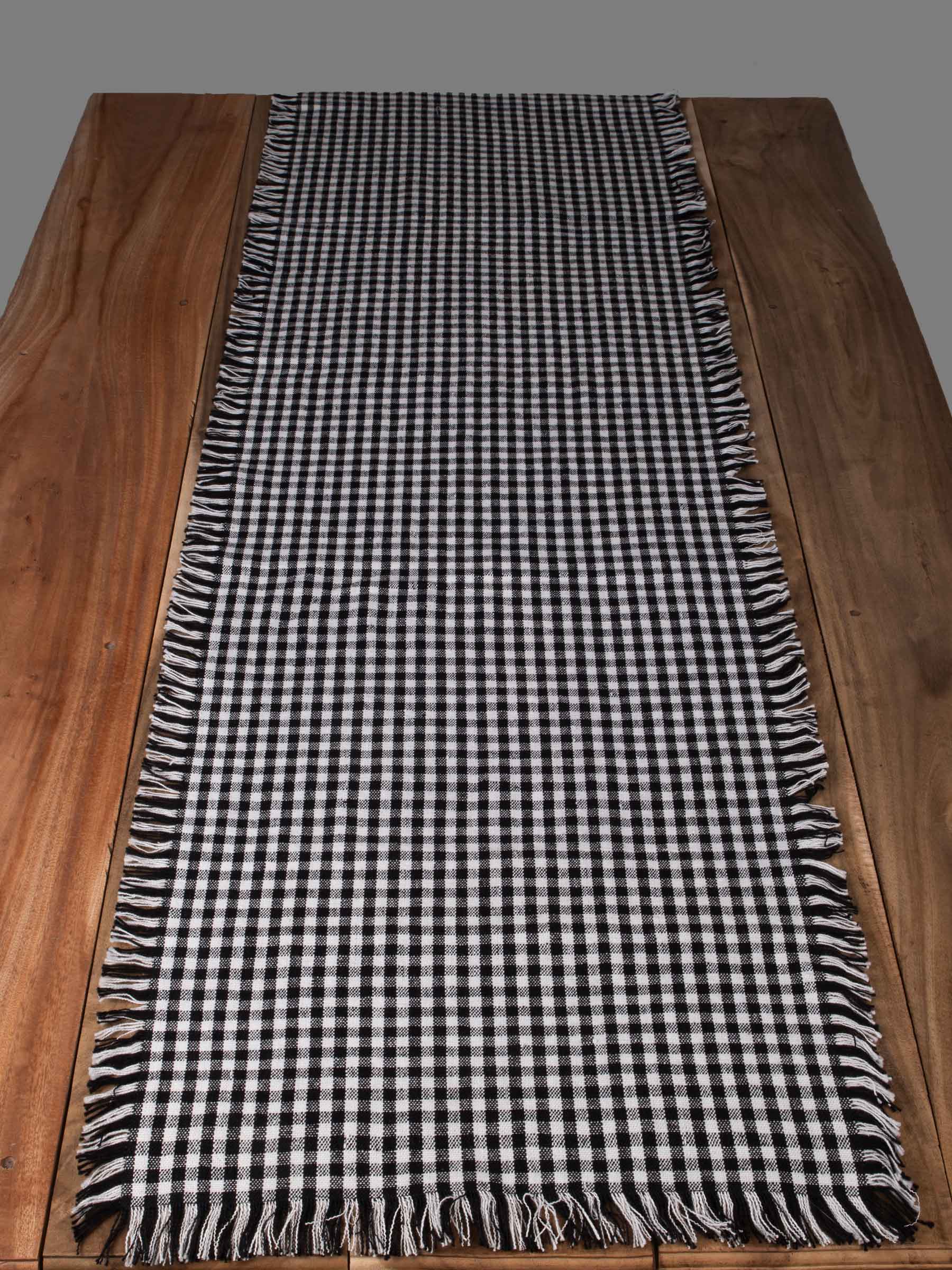 Black & White Handspun Khadi Cotton Table Runner