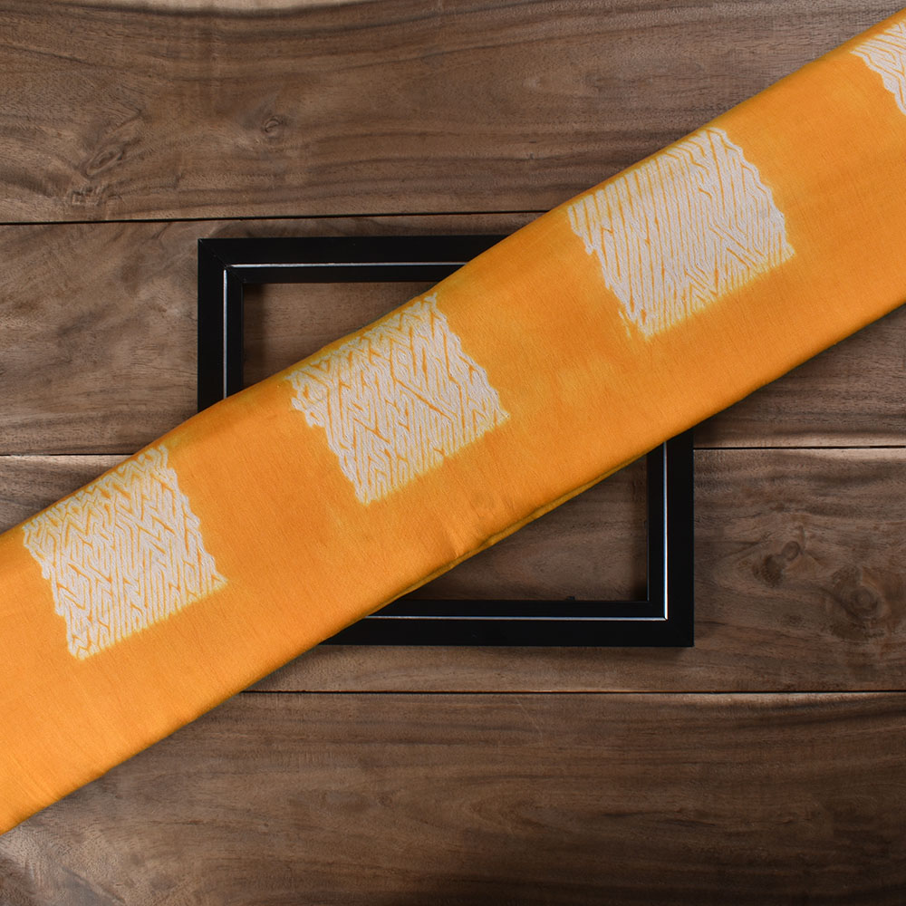 Abstract Yellow Shibori 90 GSM Mercerised Cotton Fabric