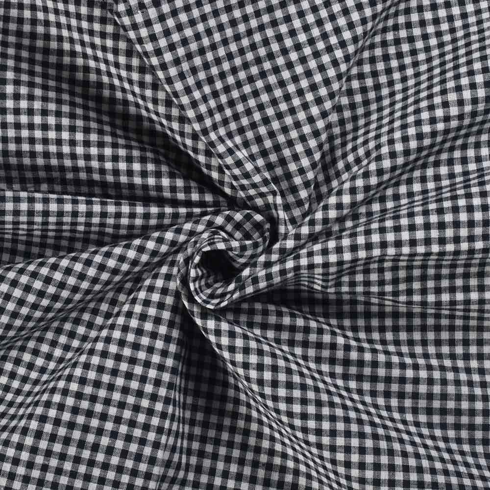 Check White Black Pure Cotton 72 GSM Handwoven Fabric