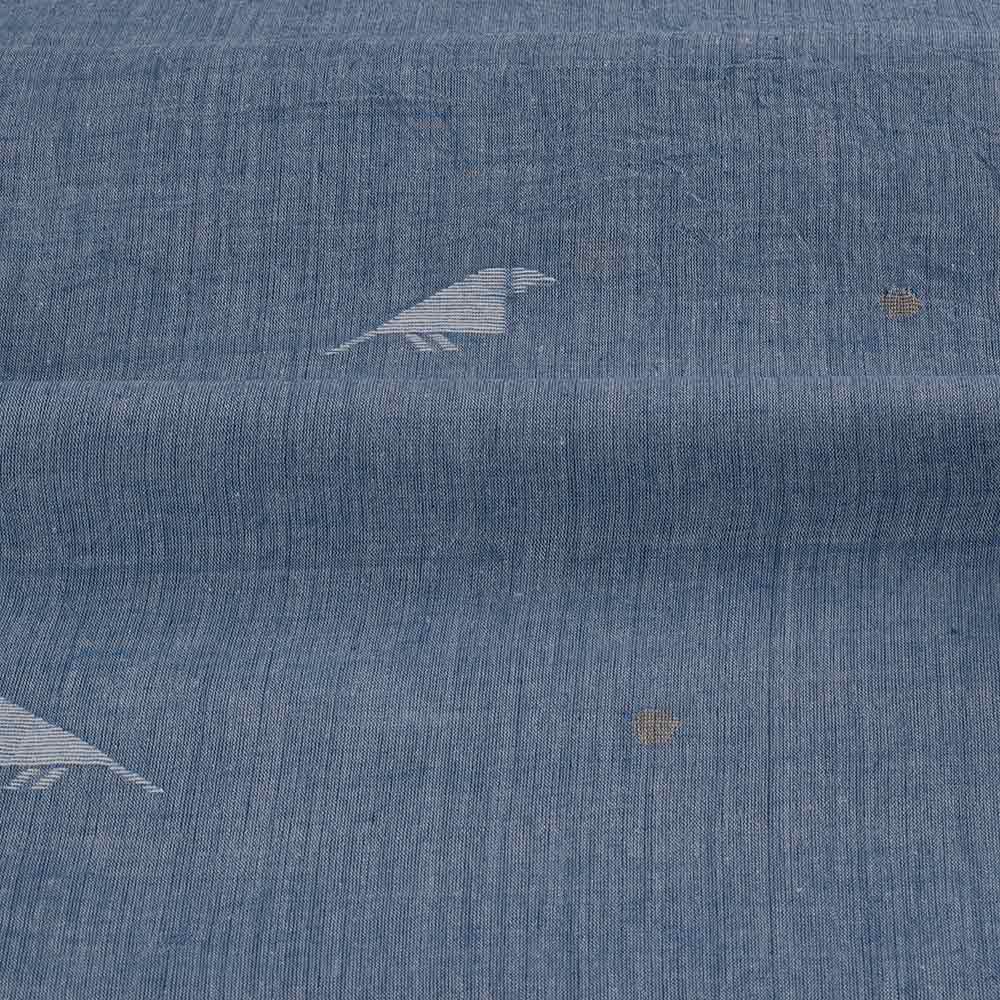 GEOMETRIC BLUE JAMDANI PURE COTTON 60 GSM HANDWOVEN FABRIC 226