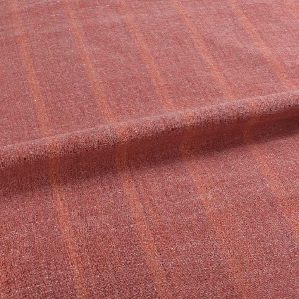 STRIPE LIGHT ORANGE PURE COTTON 64 GSM HANDWOVEN FABRIC