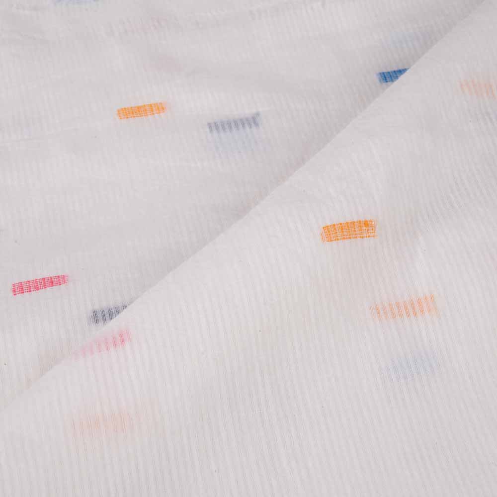 GEOMETRIC WHITE JAMDANI HANDWOVEN COTTON 60 GSM FABRIC 167