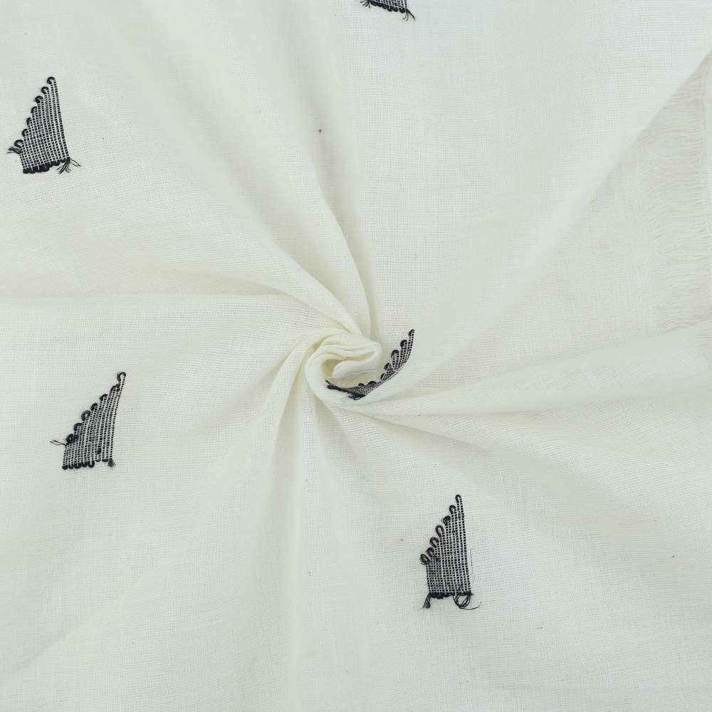 Geometric White Jamdani Pure Cotton 55 GSM Fabric 16
