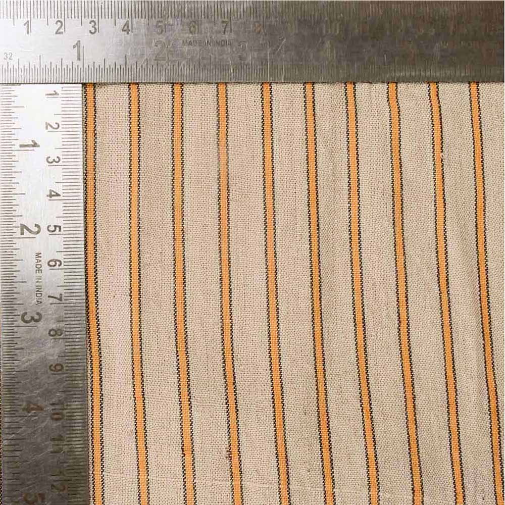 STRIPE CREAM PURE LINEN 130 GSM HANDWOVEN FABRIC