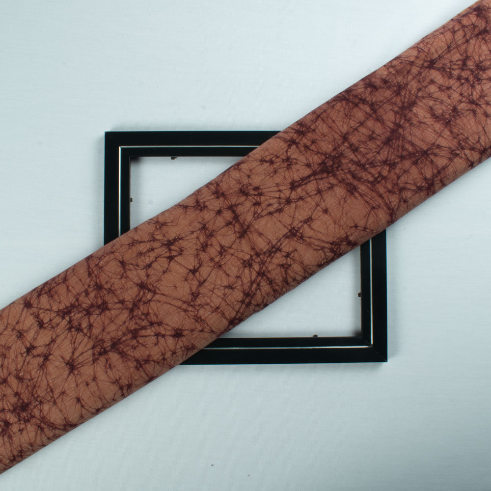 Abstract Brown Batik Printed Khadi Cotton 92 GSM Handwoven Fabric 26
