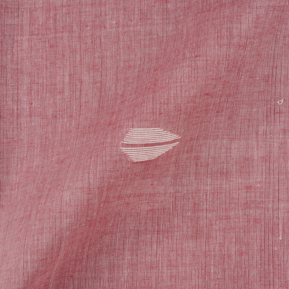 GEOMETRIC RED JAMDANI PURE HANDWOVEN COTTON 55 GSM FABRIC