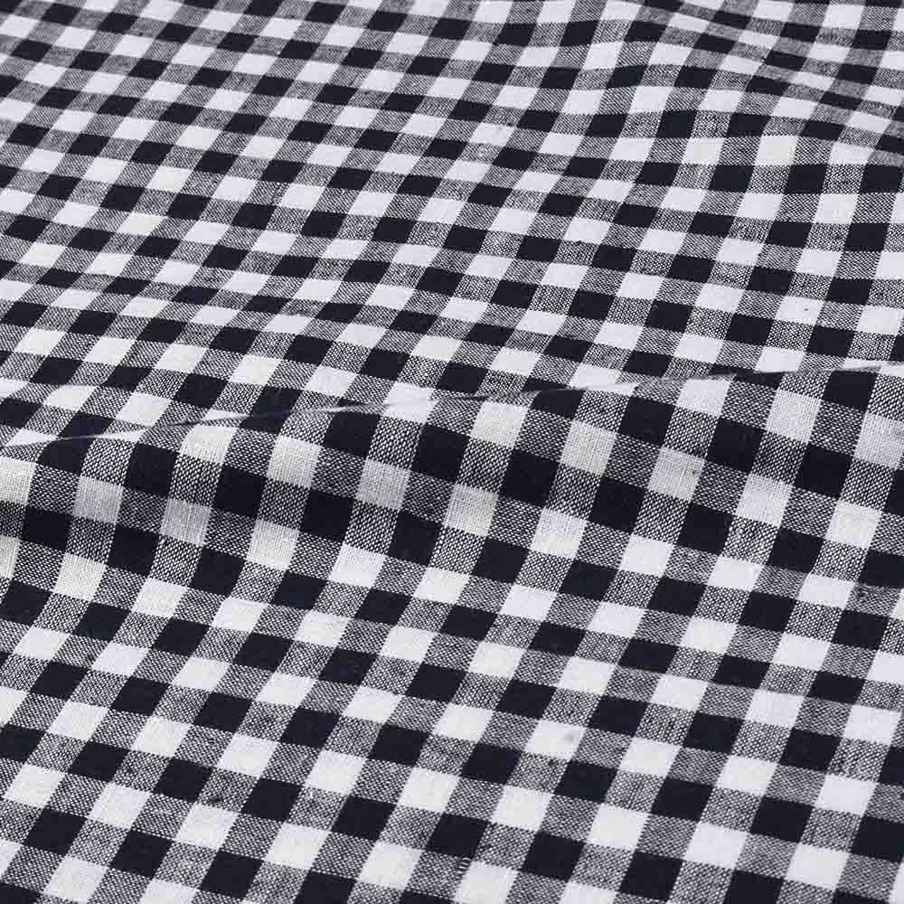CHECK BLACK WHITE PURE KHADI 122 GSM HANDWOVEN FABRIC