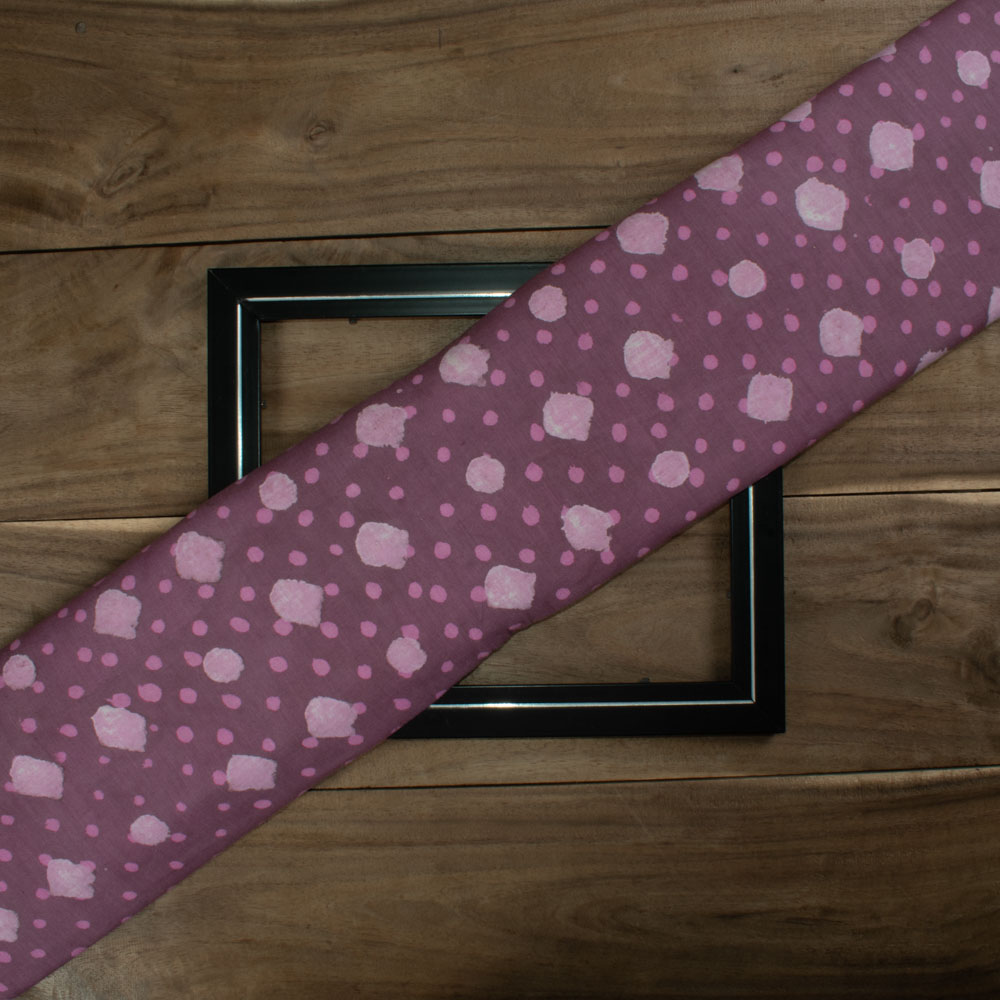 Natural Lac Dyed With Natural Pink White Block Print 103 GSM Pure Organic Khadi Handwoven fabric 80
