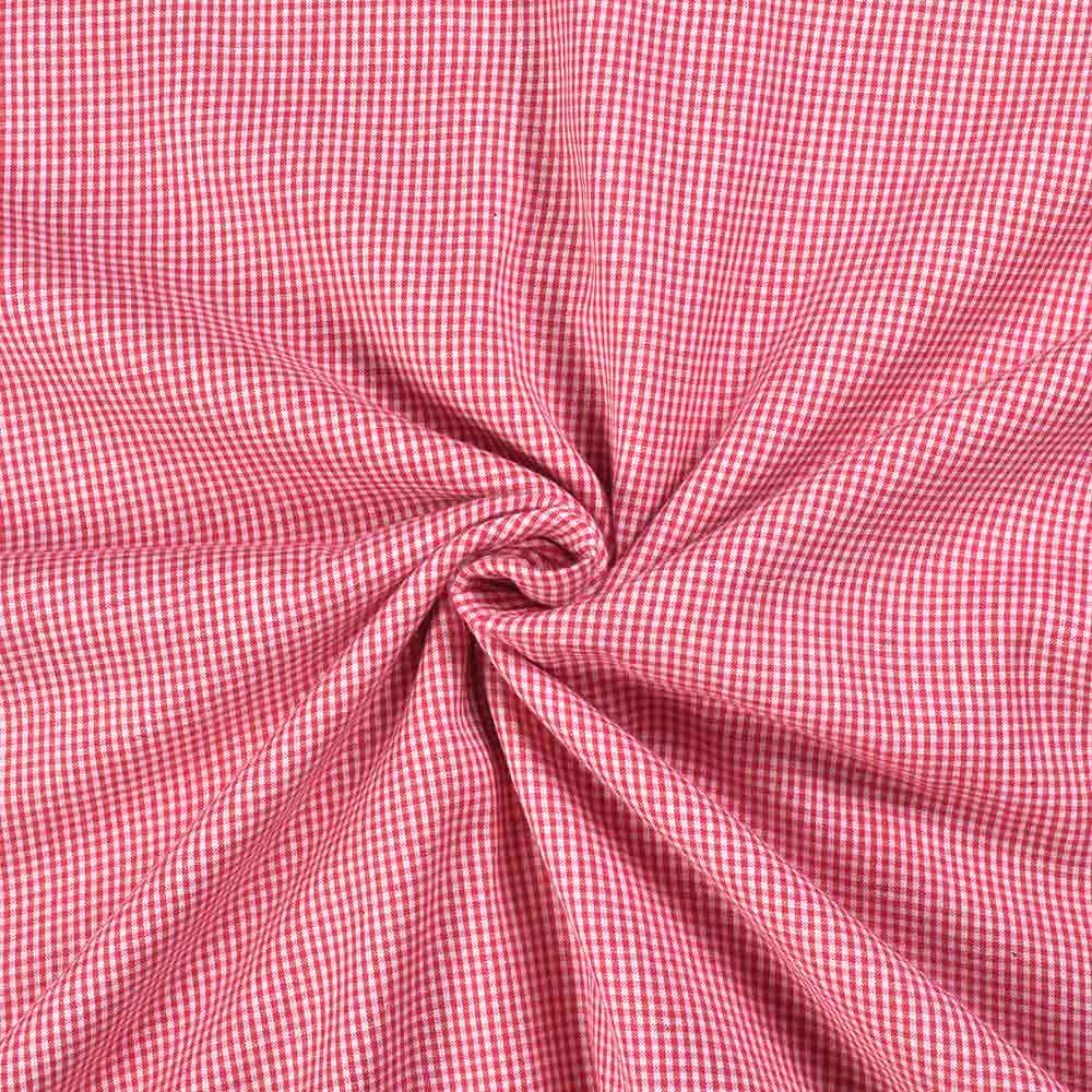 Check Red Pure Cotton 75 GSM Handwoven Fabric