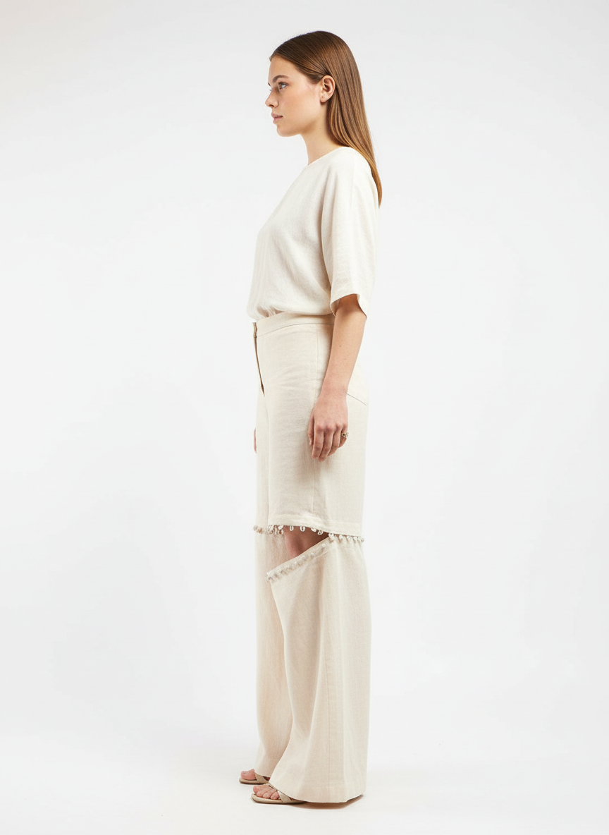 Loop Buttoned Knees Pants