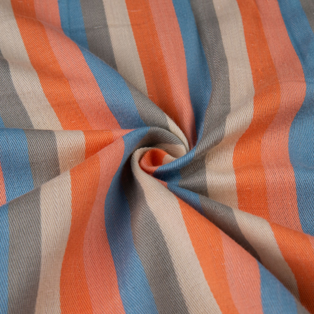 Stripe Satin Twill Multicolour Pure Cotton 108 GSM Handwoven Fabric