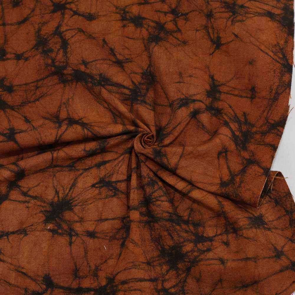 Abstract Brown Batik Printed Cotton 110 GSM Fabric - Hand Printed
