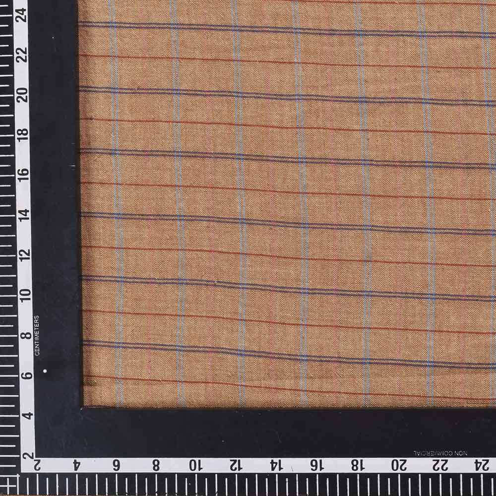 CHECK BROWN PURE COTTON 104 GSM HANDWOVEN FABRIC