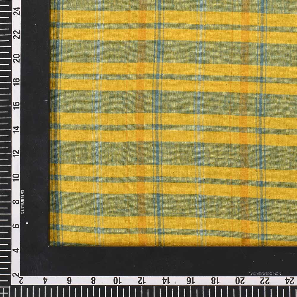 CHECK YELLOW & GREEN PURE COTTON 95 GSM HANDWOVEN FABRIC
