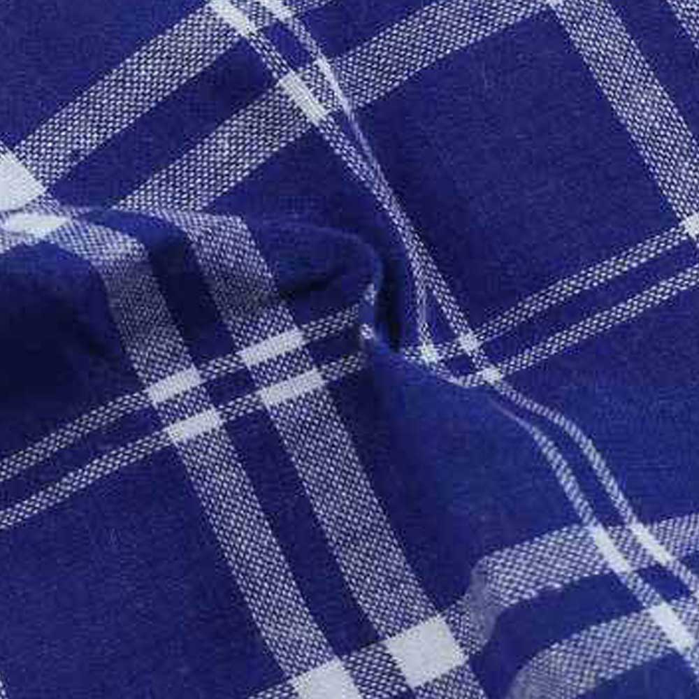 Check Blue & White Pure Cotton 105 GSM Handwoven Fabric 16