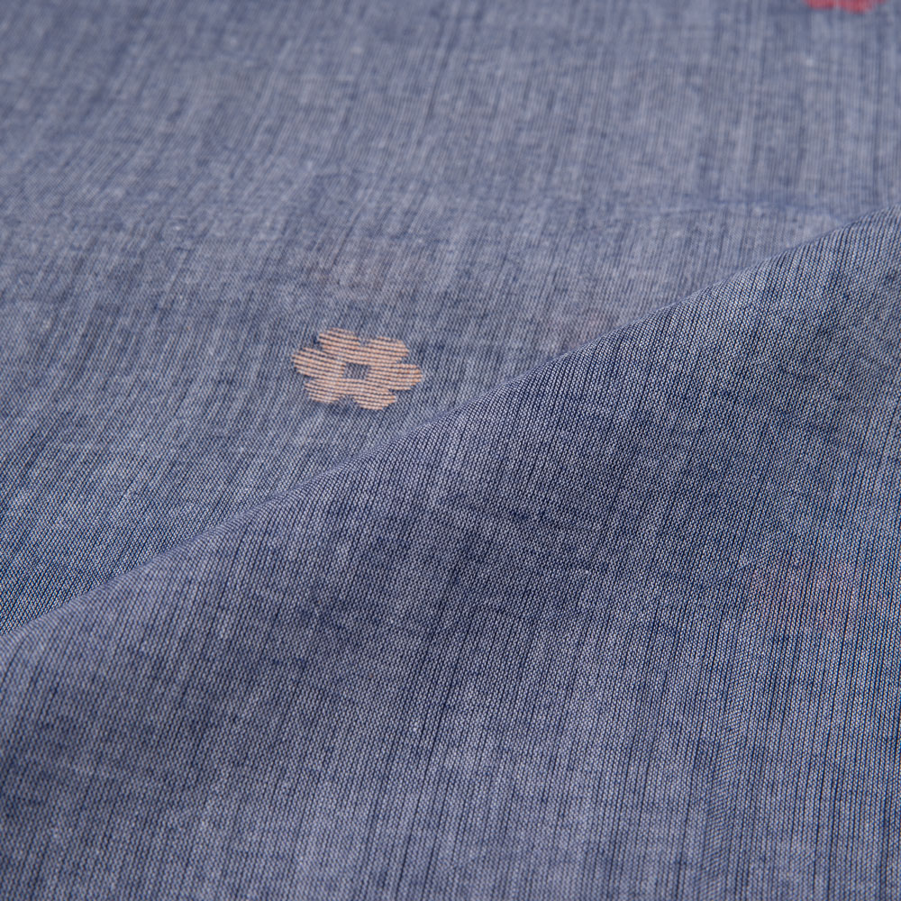 FLORAL GREY JAMDANI PURE COTTON 56 GSM HANDWOVEN FABRIC
