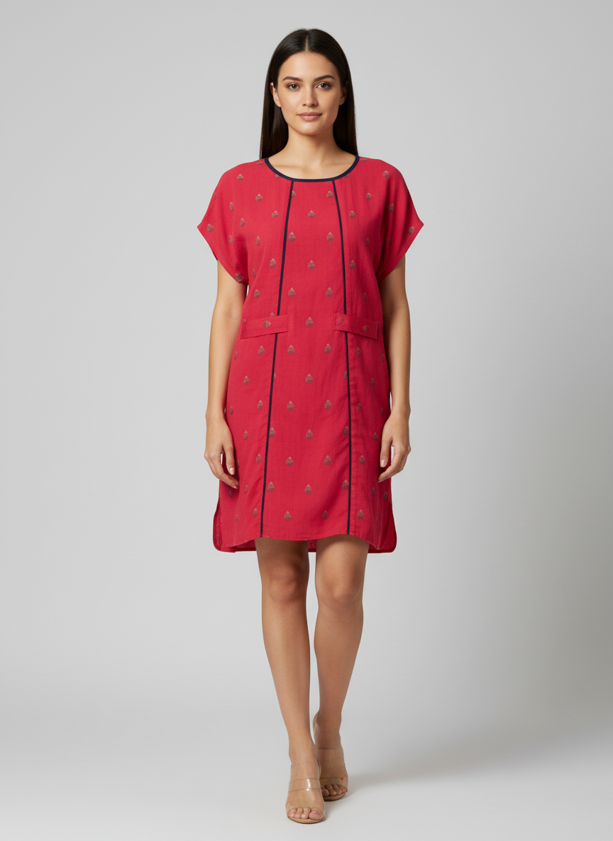 Red Kimono dress with belt